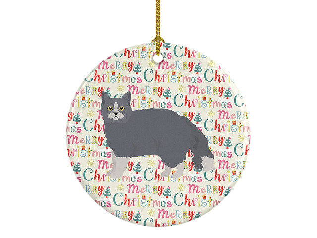 Selkirk Rex #1 Cat Christmas Ceramic Ornament Christmas Tree Hanging Decorations for Home Christmas Holiday, Party, Gift, 3 in, Multicolor