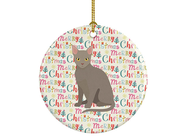 Malayan Cat Christmas Ceramic Ornament Christmas Tree Hanging Decorations for Home Christmas Holiday, Party, Gift, 3 in, Multicolor