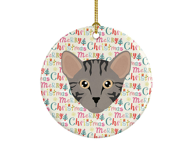 Safari Cat Christmas Ceramic Ornament Christmas Tree Hanging Decorations for Home Christmas Holiday, Party, Gift, 3 in, Multicolor