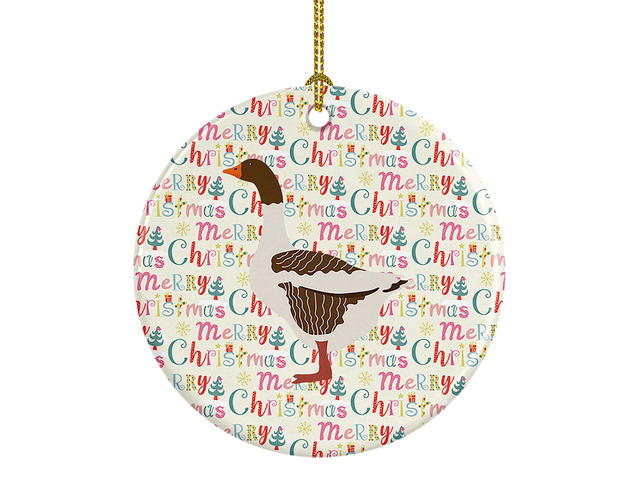 Pomeranian Rogener Goose Christmas Ceramic Ornament Christmas Tree Hanging Decorations for Home Christmas Holiday, Party, Gift, 3 in, Multicolor