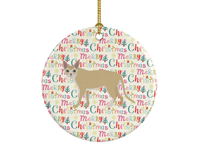 Singapura Cat Christmas Ceramic Ornament Christmas Tree Hanging Decorations for Home Christmas Holiday, Party, Gift, 3 in, Multicolor