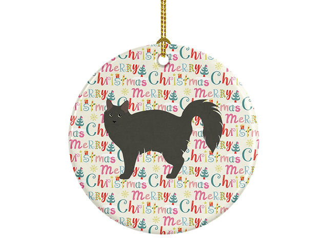 Nebelung #3 Cat Christmas Ceramic Ornament Christmas Tree Hanging Decorations for Home Christmas Holiday, Party, Gift, 3 in, Multicolor