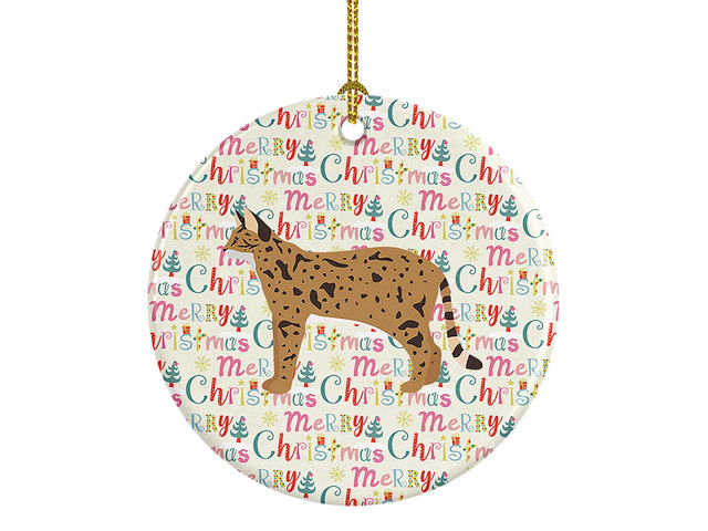 Savannah #2 Cat Christmas Ceramic Ornament Christmas Tree Hanging Decorations for Home Christmas Holiday, Party, Gift, 3 in, Multicolor