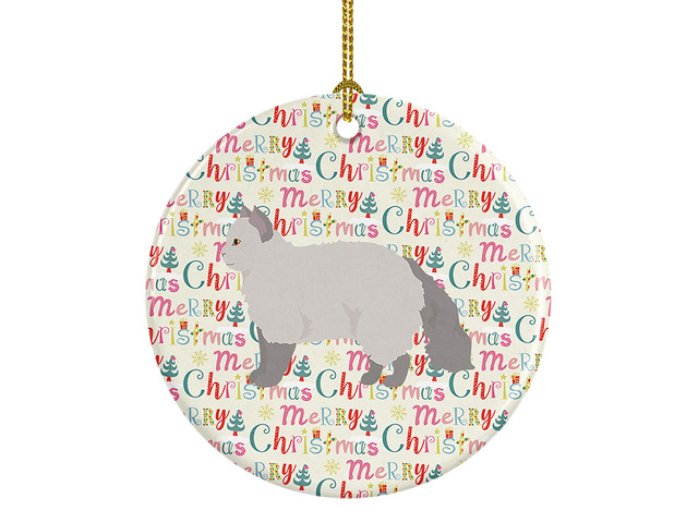 Selkirk Rex #2 Cat Christmas Ceramic Ornament Christmas Tree Hanging Decorations for Home Christmas Holiday, Party, Gift, 3 in, Multicolor