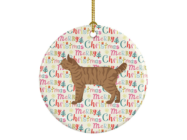 Highlander Lynx #1 Cat Christmas Ceramic Ornament Christmas Tree Hanging Decorations for Home Christmas Holiday, Party, Gift, 3 in, Multicolor