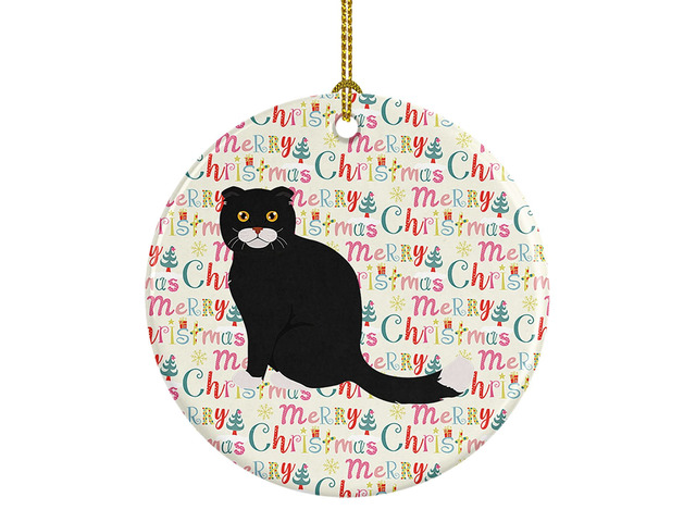 Foldex Exotic Fold #2 Cat Christmas Ceramic Ornament Christmas Tree Hanging Decorations for Home Christmas Holiday, Party, Gift, 3 in, Multicolor