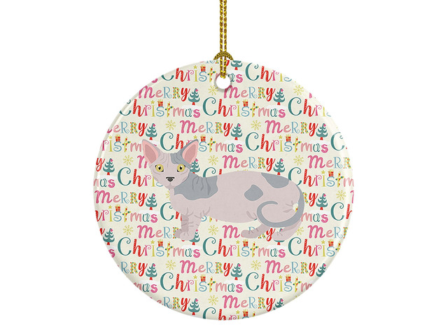 Minskin Cat Christmas Ceramic Ornament Christmas Tree Hanging Decorations for Home Christmas Holiday, Party, Gift, 3 in, Multicolor