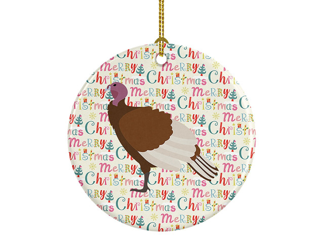 Bourbon Red Turkey Hen Christmas Ceramic Ornament Christmas Tree Hanging Decorations for Home Christmas Holiday, Party, Gift, 3 in, Multicolor