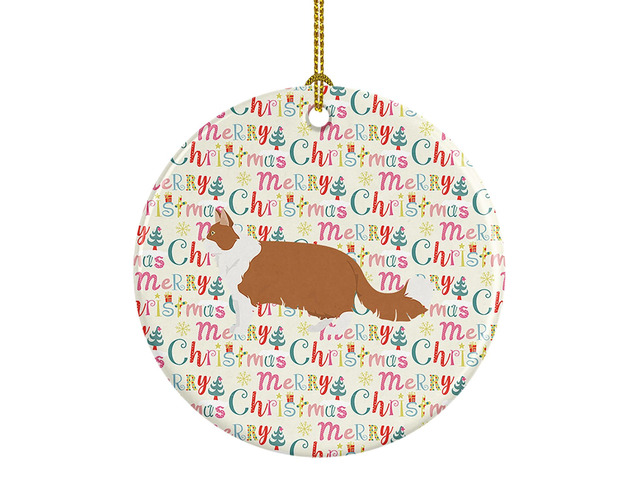 Norwegian Forest #2 Cat Christmas Ceramic Ornament Christmas Tree Hanging Decorations for Home Christmas Holiday, Party, Gift, 3 in, Multicolor