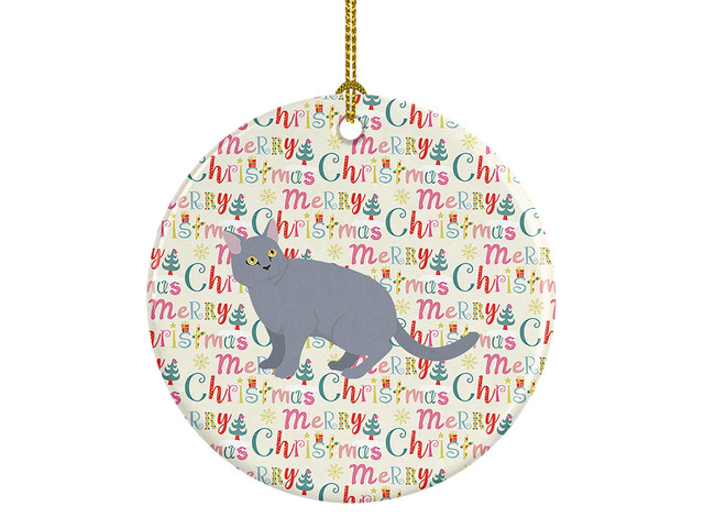 European Shorthair #3 Cat Christmas Ceramic Ornament Christmas Tree Hanging Decorations for Home Christmas Holiday, Party, Gift, 3 in, Multicolor