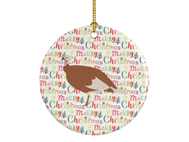 Jersey Buff Turkey Hen Christmas Ceramic Ornament Christmas Tree Hanging Decorations for Home Christmas Holiday, Party, Gift, 3 in, Multicolor