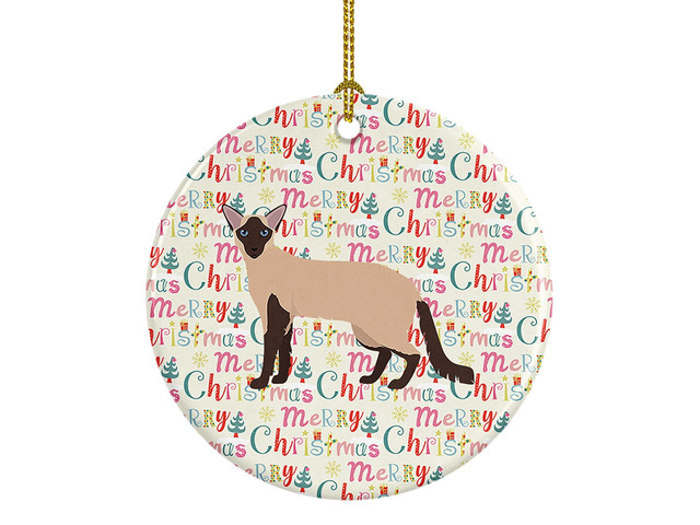 Colorpoint Longhair Cat Christmas Ceramic Ornament Christmas Tree Hanging Decorations for Home Christmas Holiday, Party, Gift, 3 in, Multicolor