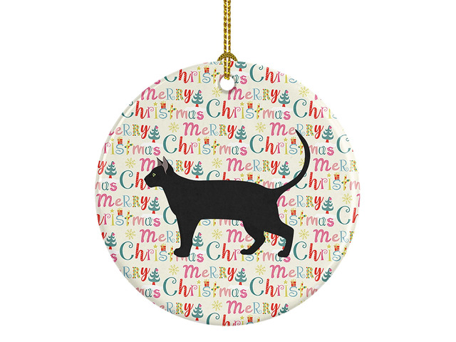 Pantherette Cat Christmas Ceramic Ornament Christmas Tree Hanging Decorations for Home Christmas Holiday, Party, Gift, 3 in, Multicolor