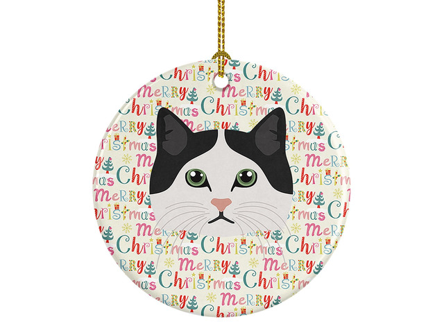Ragamuffin Cat Christmas Ceramic Ornament Christmas Tree Hanging Decorations for Home Christmas Holiday, Party, Gift, 3 in, Multicolor
