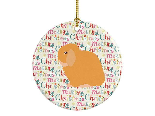 Holland Lop Rabbit Christmas Ceramic Ornament Christmas Tree Hanging Decorations for Home Christmas Holiday, Party, Gift, 3 in, Multicolor
