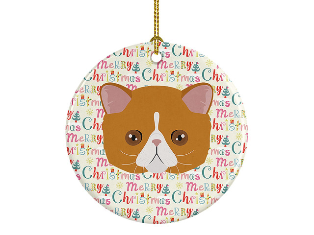 Exotic Shorthair Cat Christmas Ceramic Ornament Christmas Tree Hanging Decorations for Home Christmas Holiday, Party, Gift, 3 in, Multicolor