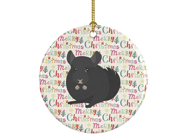Charcoal Chinchilla Christmas Ceramic Ornament Christmas Tree Hanging Decorations for Home Christmas Holiday, Party, Gift, 3 in, Multicolor