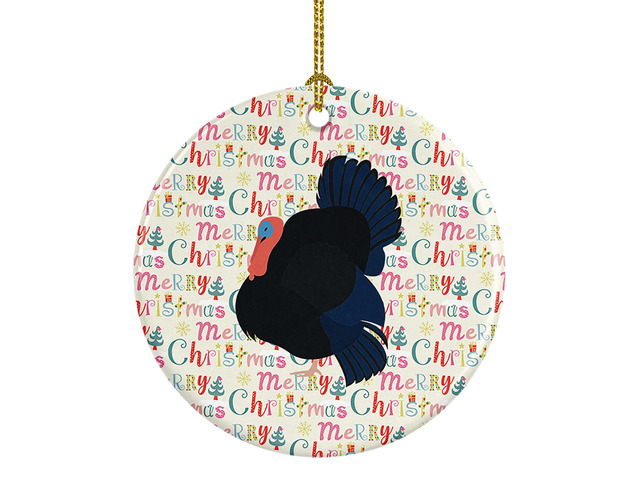 Norfolk Black Turkey Christmas Ceramic Ornament Christmas Tree Hanging Decorations for Home Christmas Holiday, Party, Gift, 3 in, Multicolor