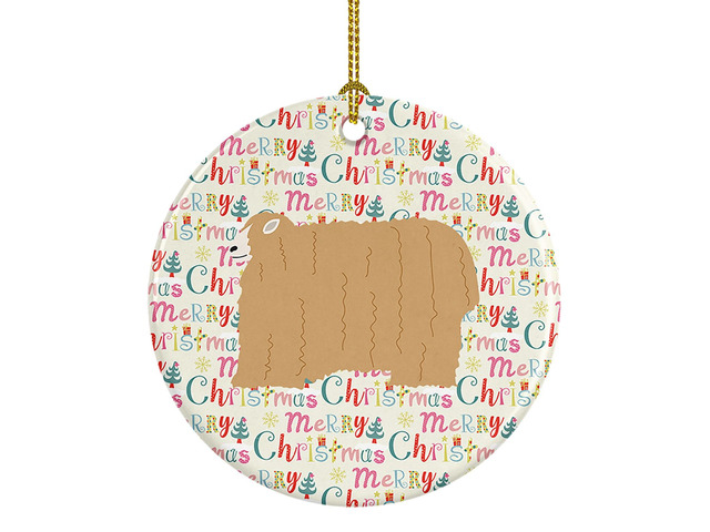 Lincoln Longwool Sheep Christmas Ceramic Ornament Christmas Tree Hanging Decorations for Home Christmas Holiday, Party, Gift, 3 in, Multicolor