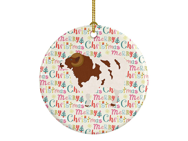 Jacob Sheep Christmas Ceramic Ornament Christmas Tree Hanging Decorations for Home Christmas Holiday, Party, Gift, 3 in, Multicolor