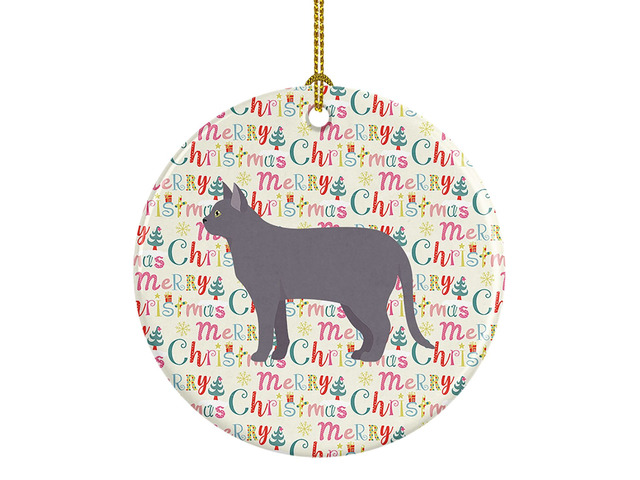 Korat #2 Cat Christmas Ceramic Ornament Christmas Tree Hanging Decorations for Home Christmas Holiday, Party, Gift, 3 in, Multicolor