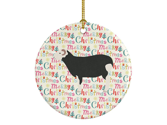 Herwick Sheep Christmas Ceramic Ornament Christmas Tree Hanging Decorations for Home Christmas Holiday, Party, Gift, 3 in, Multicolor