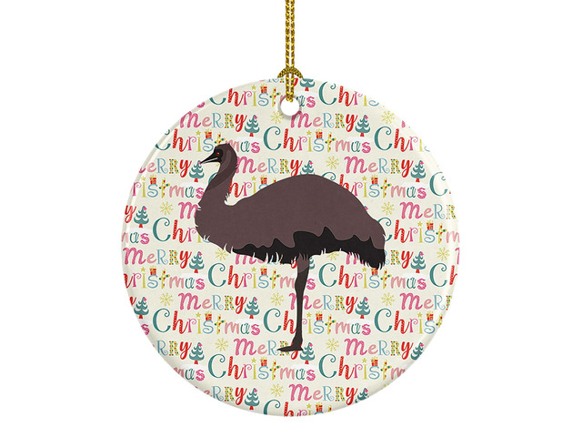 Emu Christmas Ceramic Ornament Christmas Tree Hanging Decorations for Home Christmas Holiday, Party, Gift, 3 in, Multicolor