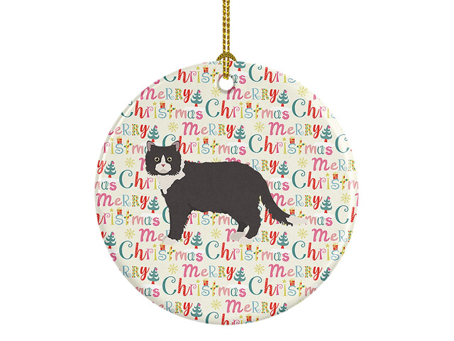 Poodle Cat #1 Cat Christmas Ceramic Ornament Christmas Tree Hanging Decorations for Home Christmas Holiday, Party, Gift, 3 in, Multicolor