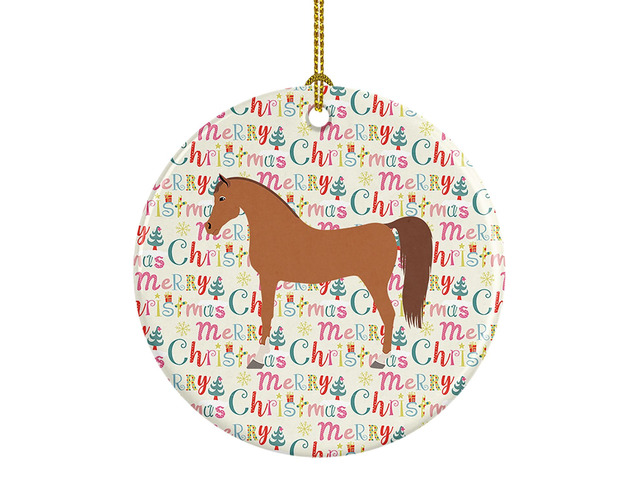 Arabian Horse Christmas Ceramic Ornament Christmas Tree Hanging Decorations for Home Christmas Holiday, Party, Gift, 3 in, Multicolor