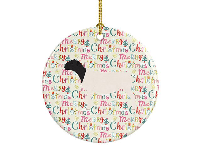 Dorper Sheep Christmas Ceramic Ornament Christmas Tree Hanging Decorations for Home Christmas Holiday, Party, Gift, 3 in, Multicolor