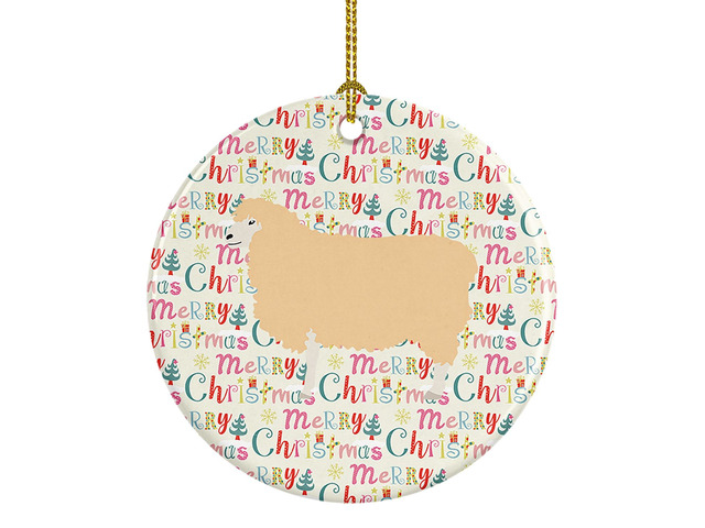 English Leicester Longwool Sheep Christmas Ceramic Ornament Christmas Tree Hanging Decorations for Home Christmas Holiday, Party, Gift, 3 in,...
