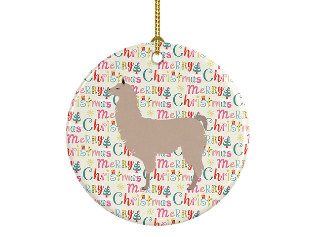 Llama Christmas Ceramic Ornament Christmas Tree Hanging Decorations for Home Christmas Holiday, Party, Gift, 3 in, Multicolor