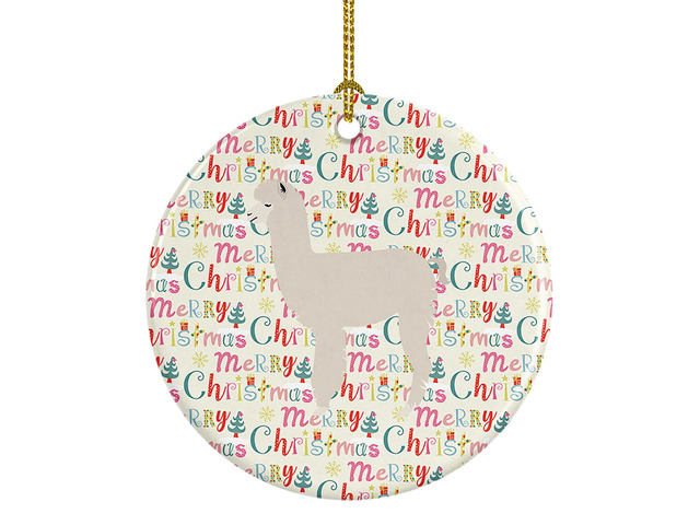 Alpaca Christmas Ceramic Ornament Christmas Tree Hanging Decorations for Home Christmas Holiday, Party, Gift, 3 in, Multicolor