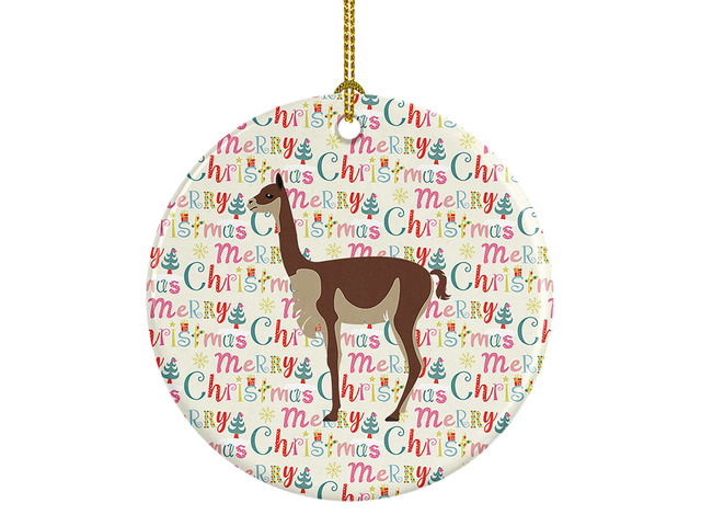 Vicugna or Vicuna Christmas Ceramic Ornament Christmas Tree Hanging Decorations for Home Christmas Holiday, Party, Gift, 3 in, Multicolor