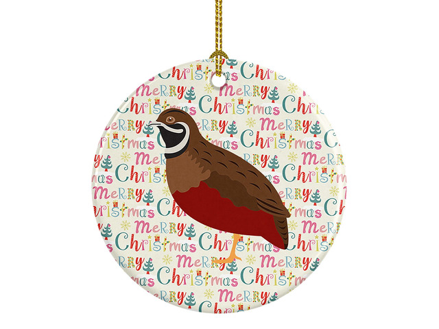 Chinese Painted or King Quail Christmas Ceramic Ornament Christmas Tree Hanging Decorations for Home Christmas Holiday, Party, Gift, 3 in, Multicolor
