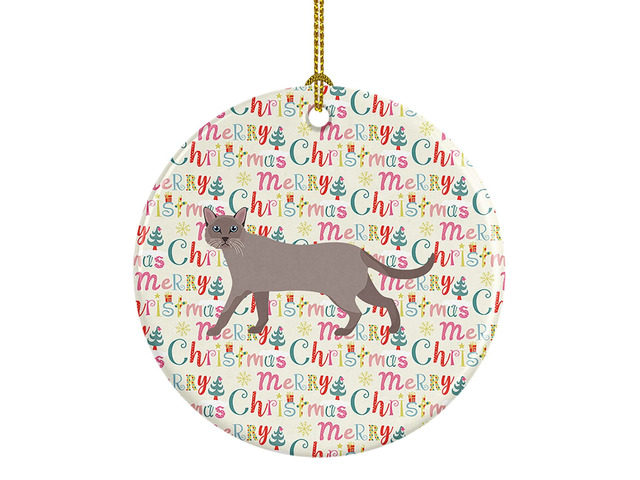 Siamese Traditional #1 Cat Christmas Ceramic Ornament Christmas Tree Hanging Decorations for Home Christmas Holiday, Party, Gift, 3 in, Multicolor