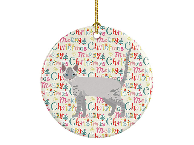 Ojos Azules Cat Christmas Ceramic Ornament Christmas Tree Hanging Decorations for Home Christmas Holiday, Party, Gift, 3 in, Multicolor