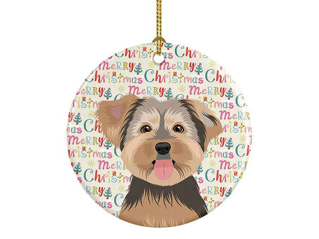 Yorkie Chocolate #2 Christmas Ceramic Ornament Christmas Tree Hanging Decorations for Home Christmas Holiday, Party, Gift, 3 in, Multicolor