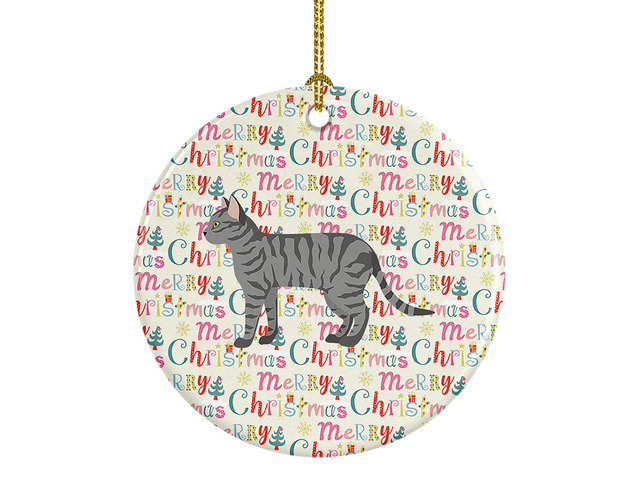 Dragon Li #3 Cat Christmas Ceramic Ornament Christmas Tree Hanging Decorations for Home Christmas Holiday, Party, Gift, 3 in, Multicolor
