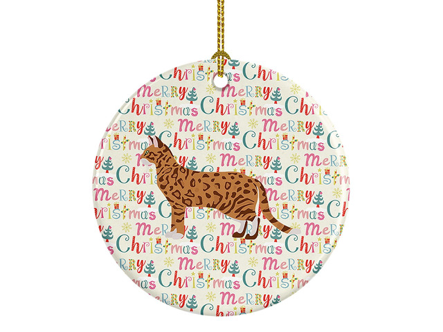 Cheetoh #3 Cat Christmas Ceramic Ornament Christmas Tree Hanging Decorations for Home Christmas Holiday, Party, Gift, 3 in, Multicolor