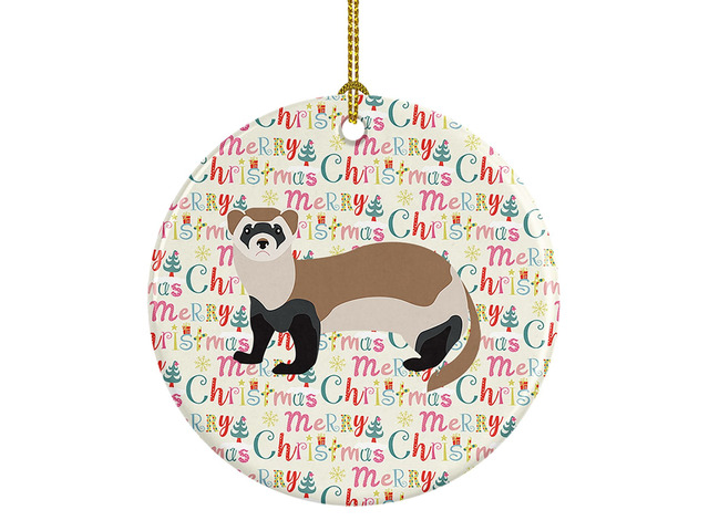 Ferret Christmas Ceramic Ornament Christmas Tree Hanging Decorations for Home Christmas Holiday, Party, Gift, 3 in, Multicolor