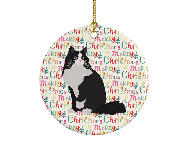 Ragamuffin Cat Christmas Ceramic Ornament Christmas Tree Hanging Decorations for Home Christmas Holiday, Party, Gift, 3 in, Multicolor