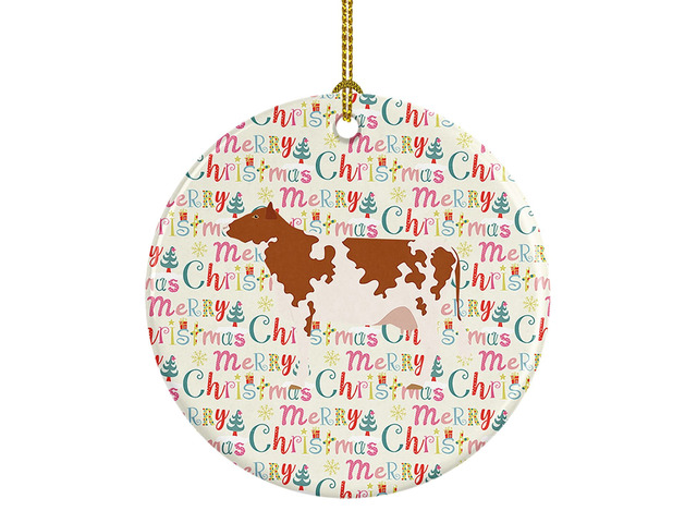 Ayrshire Cow Christmas Ceramic Ornament Christmas Tree Hanging Decorations for Home Christmas Holiday, Party, Gift, 3 in, Multicolor