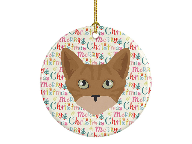 Australian Mist Cat Christmas Ceramic Ornament Christmas Tree Hanging Decorations for Home Christmas Holiday, Party, Gift, 3 in, Multicolor