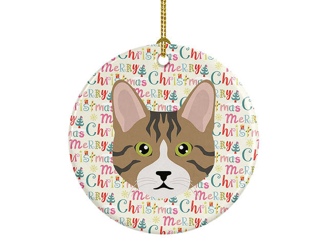 Dragon Li Cat Christmas Ceramic Ornament Christmas Tree Hanging Decorations for Home Christmas Holiday, Party, Gift, 3 in, Multicolor