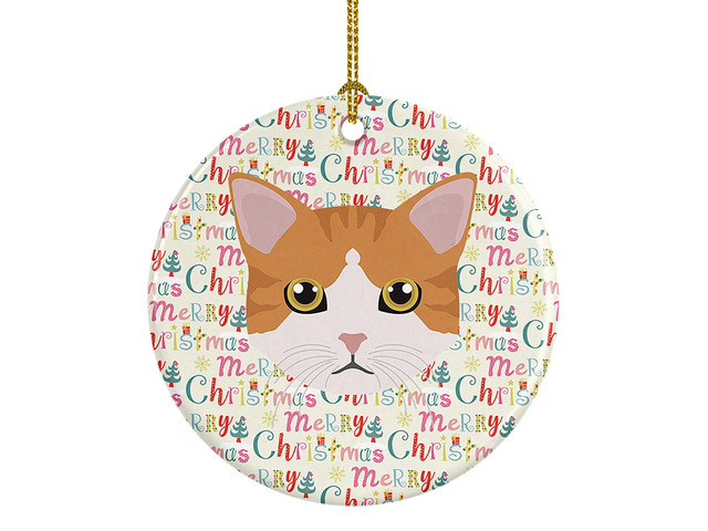 European Shorthair Cat Christmas Ceramic Ornament Christmas Tree Hanging Decorations for Home Christmas Holiday, Party, Gift, 3 in, Multicolor