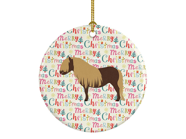 Shetland Pony Horse Christmas Ceramic Ornament Christmas Tree Hanging Decorations for Home Christmas Holiday, Party, Gift, 3 in, Multicolor