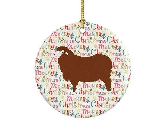 Merino Sheep Christmas Ceramic Ornament Christmas Tree Hanging Decorations for Home Christmas Holiday, Party, Gift, 3 in, Multicolor