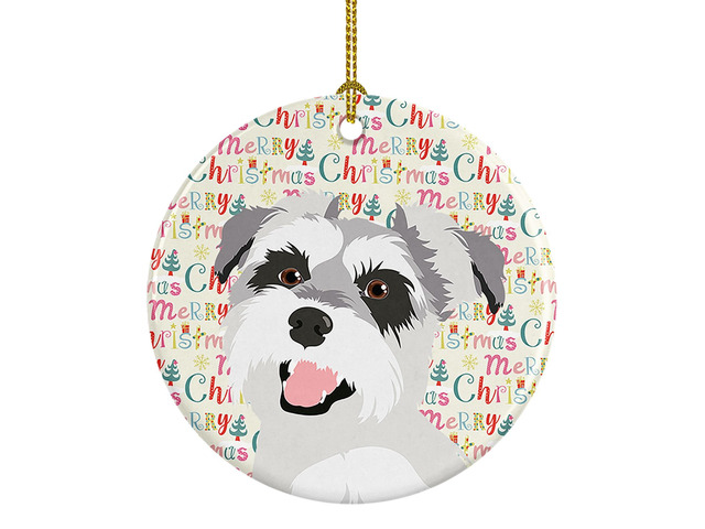 Schnauzer Salt and Pepper #2 Christmas Ceramic Ornament Christmas Tree Hanging Decorations for Home Christmas Holiday, Party, Gift, 3 in, Multicolor