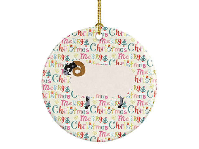 Scottish Blackface Sheep Christmas Ceramic Ornament Christmas Tree Hanging Decorations for Home Christmas Holiday, Party, Gift, 3 in, Multicolor